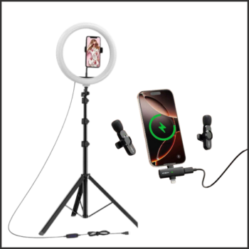 Set za snimanje - 1 - Tripod sa ringom + bežični mikrofon (2 mikrofona)