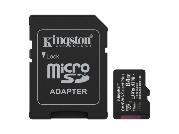40957-2 Micro SD Kingston 64GB Canvas Select Plus SDCS3/64GB + adapter - Slika 1