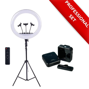 Professional Creator Set: Ring Light 45cm + Dual Wireless Mikrofon K12 (Type-C)