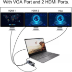 Adapter Type C na LAN Gb, Wireless PC, SD card, TF, Type C, 3xUSB 3.0, 2xUSB 2.0, Audio, 2xHDMI i VGA 14 u 1 20cm kabl HUB - Slika 5