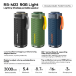 Bluetooth zvucnik REMAX RB-M22 plavi - Slika 3
