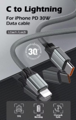 Data kabl LDNIO LC441I 30w, Type C na iPhone lightning sivi 1m - Slika 2