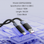 Data kabl LDNIO LS241Q 100W Fast Automatic Power OFF Type C crni 1m - Slika 4