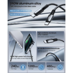 Data kabl REMAX Velocity CB25 Fast charging 240W Type C na Type C 240W 1.2m crni - Slika 2