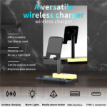 Desktop drzac za mobilni telefon HT531 sa wireless punjacem i LED svetlom crni - Slika 3