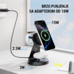 Desktop drzac za mobilni telefon magnetic ZJ02 3u1 (wireless punjac za mobilni telefon, slusalice i Apple smart watch) - Slika 3