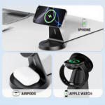 Desktop drzac za mobilni telefon magnetic ZJ02 3u1 (wireless punjac za mobilni telefon, slusalice i Apple smart watch) - Slika 4
