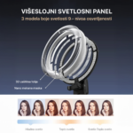 Tripod + LED ring lampa multifinkcionalna sa postoljem crna - Slika 3
