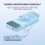 Power bank Prenosiva baterija Fantech T2 10000mAh QC, PD, 22.5W  plavi - Slika 4