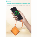 Power bank prenosiva baterija magnetic Coteci iH-145 3u1 narandzasta - Slika 5