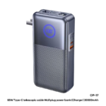 Power bank prenosiva baterija REMAX CP-17 65W sa teleskopskim kablom Type-C 20000mAh sivi - Slika 3