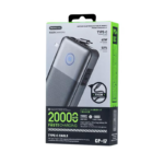Power bank prenosiva baterija REMAX CP-17 65W sa teleskopskim kablom Type-C 20000mAh sivi - Slika 4