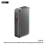 Power bank prenosiva baterija REMAX FCP-25 Fast Charging 22.5W(teleskopski kabl) Type-C 10000mAh crni - Slika 2