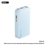 Power bank prenosiva baterija REMAX FCP-25 Fast Charging 22.5W(teleskopski kabl) Type-C 10000mAh plavi - Slika 2