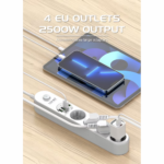 Produzni kabl LDNIO SE1-C 2500W EU, 4 uticnice 2xUSB 12W, 2xPD 20W beli 2m - Slika 5