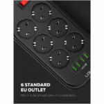 Produzni kabl LDNIO SE6403 6 uticnica 4xUSB 2.0m - Slika 3