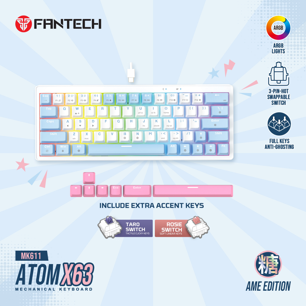 tastatura-mehanicka-gaming-fantech-mk611-atom-x63-ame-bela-taro-switch-226235-385539.png Tastatura Mehanicka Gaming Fantech MK611 Atom x63 AME bela (taro switch) - Slika 1