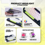 Tastatura Mehanicka Gaming Fantech MK878S RGB Atom 104S Mori plava (taro switch) - Slika 4