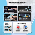 Tastatura Mehanicka Gaming Fantech MK893S RGB Atom 107S MIZU Blue (Blue switch) - Slika 4