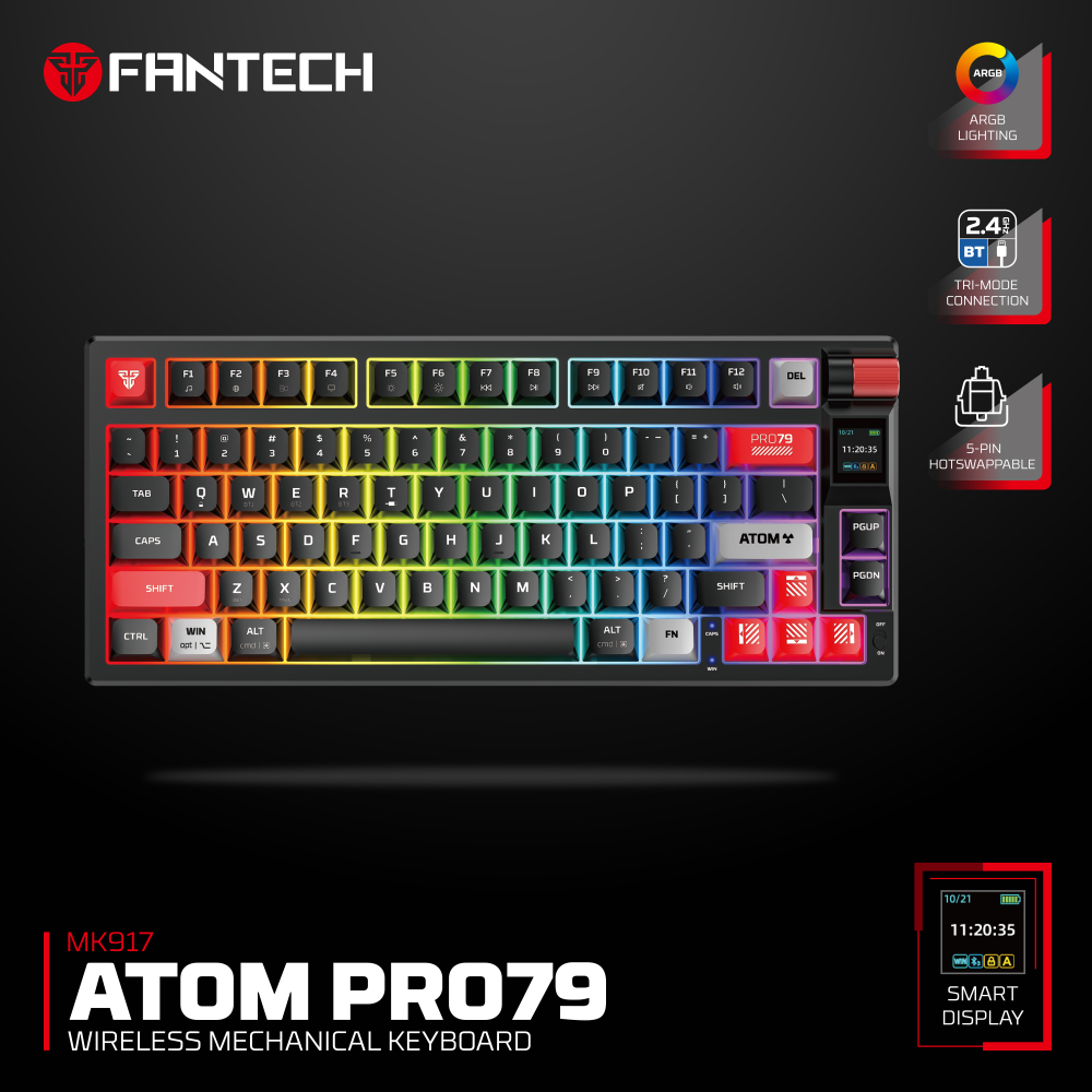 tastatura-mehanicka-gaming-fantech-mk917-rgb-atom-pro79-wireless-crna-red-switch-222738-368305.png Tastatura Mehanicka Gaming Fantech MK917 RGB Atom PRO79 Wireless crna (Red switch) - Slika 1