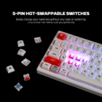 Tastatura Mehanicka Gaming Fantech MK918 RGB Atom PRO97 Wireless bela (Red switch) - Slika 5