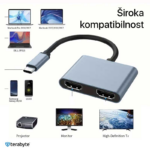 Adapter Terabyte Type C na HDMIx2 PD USB3.0 4 u 1 - Slika 6