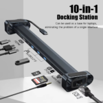 Adapter Type C JWD-TC45 na LAN, PD, HDMI, Type C, 3x USB 3.0, SD, TF,  3.5mm 10 u 1 sivi - Slika 4