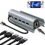 Adapter Type C JWD-TC58 na LAN, PD, HDMI, 3x USB 3.0 6 u 1 sivi - Slika 2