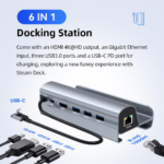 Adapter Type C JWD-TC58 na LAN, PD, HDMI, 3x USB 3.0 6 u 1 sivi - Slika 4