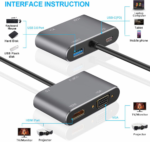 Adapter Type C na HDMI VGA PD USB3.0 4 u 1 sivi - Slika 5