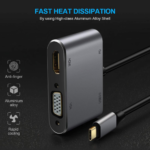 Adapter Type C na HDMI VGA PD USB3.0 4 u 1 sivi - Slika 8