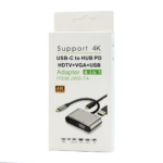 Adapter Type C na HDMI VGA PD USB3.0 4 u 1 sivi - Slika 9