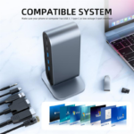 Adapter Type C na LAN Gb, SD card, TF, PD, Type C, 4xUSB 3.0, Audio, HDMI i VGA 12 u 1 sa postoljem - Slika 9