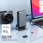 Adapter Type C na LAN Gb, SD card, TF, PD, Type C, 4xUSB 3.0, Audio, HDMI i VGA 12 u 1 sa postoljem - Slika 10