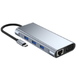 Adapter Type C na LAN Gb, SD card, TF, Type C, 3xUSB 3.0, Audio, HDMI i VGA 10 u 1 20cm kabl - Slika 2