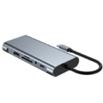 Adapter Type C na LAN Gb, SD card, TF, Type C, 3xUSB 3.0, Audio, HDMI i VGA 10 u 1 20cm kabl - Slika 3