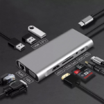 Adapter Type C na LAN Gb, SD card, TF, Type C, 3xUSB 3.0, Audio, HDMI i VGA 10 u 1 20cm kabl - Slika 5