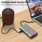 Adapter Type C na LAN Gb, SD card, TF, Type C, 3xUSB 3.0, Audio, HDMI i VGA 10 u 1 20cm kabl - Slika 10