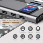Adapter Type C na LAN Gb, SD card, TF, Type C, 4xUSB 3.0, Audio, HDMI i VGA 11 u 1 20cm kabl HUB - Slika 6