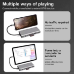 Adapter Type C na LAN Gb, SD card, TF, Type C, 4xUSB 3.0, Audio, HDMI i VGA 11 u 1 20cm kabl HUB - Slika 8