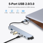 Adapter Type C - USB 3.0 HUB na 2xType C, 3xUSB 3.0 i 2xUSB 2.0 7u1 20cm kabl - Slika 6