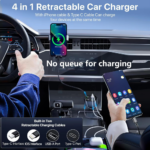 Auto punjac C1 4u1 PD 3A, USB 2.4A 120W (total) sa Type C/lightning kablom tamno sivi - Slika 3