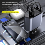 Auto punjac C1 4u1 PD 3A, USB 2.4A 120W (total) sa Type C/lightning kablom tamno sivi - Slika 6