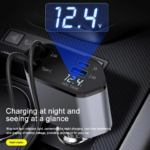 Auto punjac C1 4u1 PD 3A, USB 2.4A 120W (total) sa Type C/lightning kablom tamno sivi - Slika 7