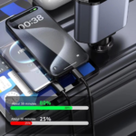 Auto punjac C1 4u1 PD 3A, USB 2.4A 120W (total) sa Type C/lightning kablom tamno sivi - Slika 9
