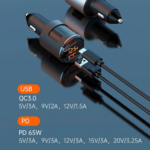 Auto punjac Super Charger PD 65W/USB 18W bez kabla - Slika 6