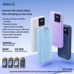 Power bank prenosiva baterija REMAX Suji Series RPP-500 20W+22.5W PD+QC 10000mAh ljubicasta - Slika 8