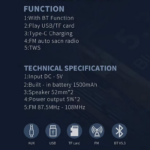 Bluetooth zvucnik WS-X65 crni - Slika 9