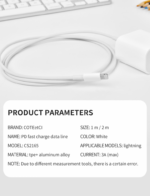 Data kabl Coteci CS2165 3A PD na iPhone lightning beli 1m - Slika 3