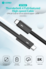 Data kabl Coteci Thunderbolt 87315 40Gbps 100W 8k PD Type C na Type C crni 1m - Slika 2